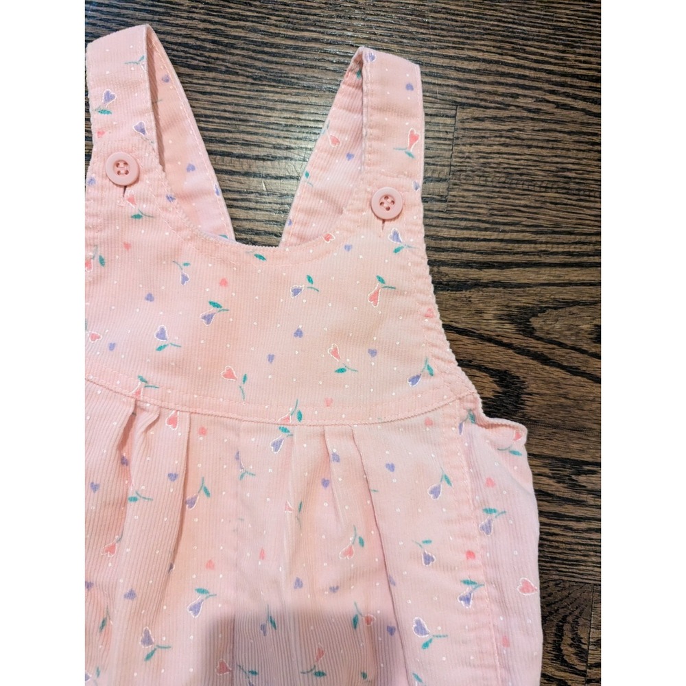 Girls Vtg Health Tex Corduroy Bib Overall Pants Made In USA 4T Heart Flowers